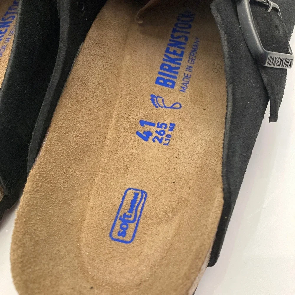 BIRKENSTOCK Boston Soft Footbed Suede Black Unisex Clog Shoes 41 Reg/Wide M8 W10